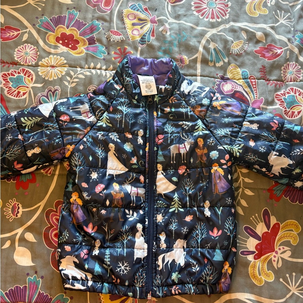 Kids' navy Blue light Puffer Jacket with frozen print
